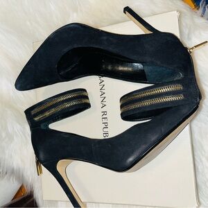 Banana republic Suede Stiletto Heels with Gold Accents